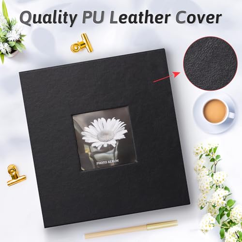 Popotop Photo Album 4x6 200 Photos with Writing Space, Leather Cover Album with Display Picture Window, Photo Book for Wedding Family Baby Gift - Image 2