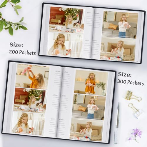 Popotop Photo Album 4x6 200 Photos with Writing Space, Leather Cover Album with Display Picture Window, Photo Book for Wedding Family Baby Gift - Image 4