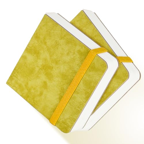 Funto Watercolor Journal 2Pack 39x39 44 Pages EachHotPressed 100 Cotton PU Leather Green Hard Cover Art Supplies for Mixed Media - Image 1