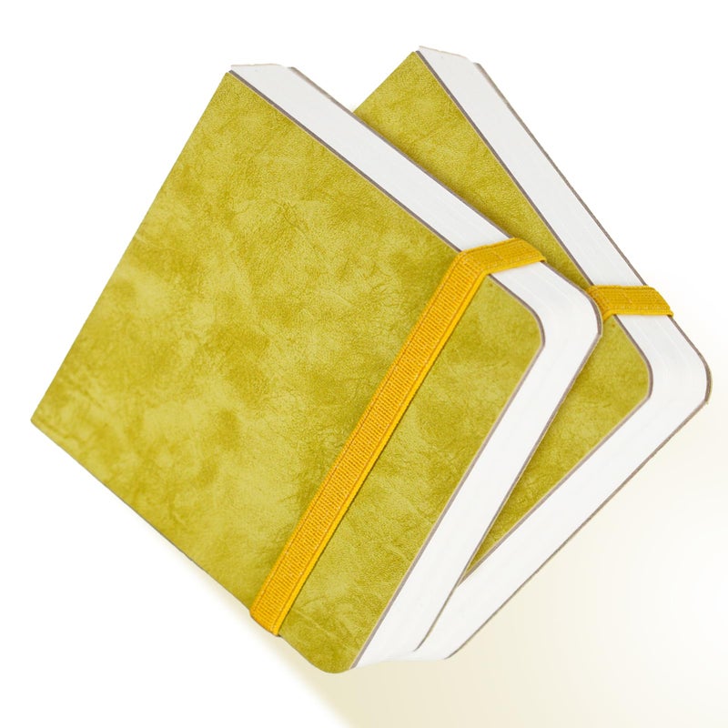 Funto Watercolor Journal 2Pack 39x39 44 Pages EachHotPressed 100 Cotton PU Leather Green Hard Cover Art Supplies for Mixed Media - Image 2