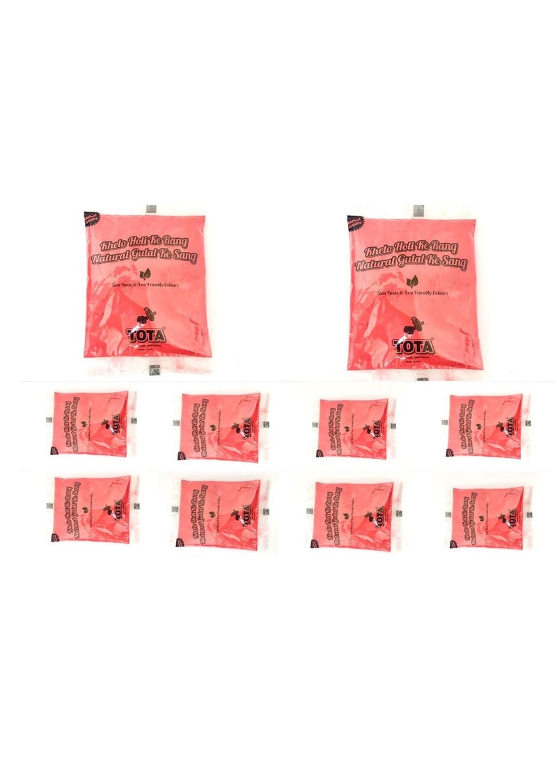 TOTA Pack of 10 Tota Holi colour and Gulal red colour for Holi party 80 g each  - Image 1
