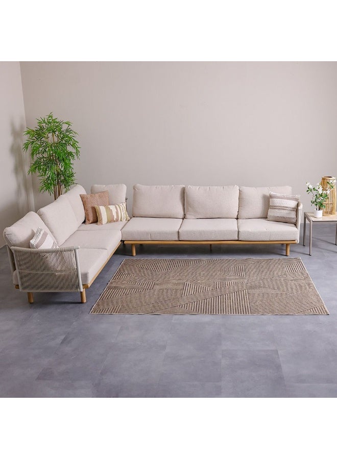 DANUBE HOME سجادة هاربر الخارجية القابلة للغسل بتصميم هندسي | سجادات خارجية قابلة للغسل | سجادة بوليستر لتغطية الأرضيات | سجادة داخلية لغرفة المعيشة أو غرفة الطعام أو غرفة النوم 200X300 سم - أسود - Image 5