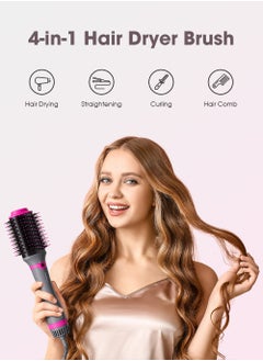 KinseiBeauty 4-in-1 Negative Ion Blow Dryer Brush, 1200W Hair Dryer Brush Set with 2 Interchangeable Brushes,  One-Step Hot Air Brush-for Hair Drying/Straightening/Curling/Hair Comb  - Image 2