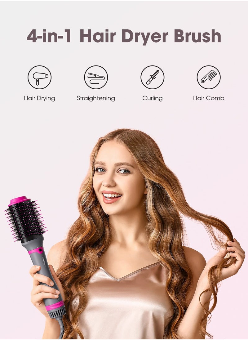 KinseiBeauty 4-in-1 Negative Ion Blow Dryer Brush, 1200W Hair Dryer Brush Set with 2 Interchangeable Brushes,  One-Step Hot Air Brush-for Hair Drying/Straightening/Curling/Hair Comb  - Image 2