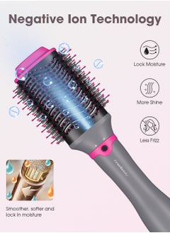 KinseiBeauty 4-in-1 Negative Ion Blow Dryer Brush, 1200W Hair Dryer Brush Set with 2 Interchangeable Brushes,  One-Step Hot Air Brush-for Hair Drying/Straightening/Curling/Hair Comb  - Image 3
