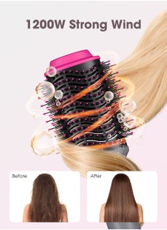 KinseiBeauty 4-in-1 Negative Ion Blow Dryer Brush, 1200W Hair Dryer Brush Set with 2 Interchangeable Brushes,  One-Step Hot Air Brush-for Hair Drying/Straightening/Curling/Hair Comb  - Image 4