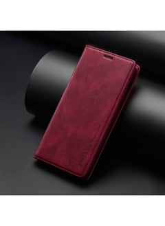 For SamsungS24 Crazy Horse Pattern Leather Case S21 Anti-theft Brush Mobile Phone Case S20 Card S10 Flip Cover S9 Full Covering A53-Color:Red-Applicable Models:For SamsungS21 Fe
