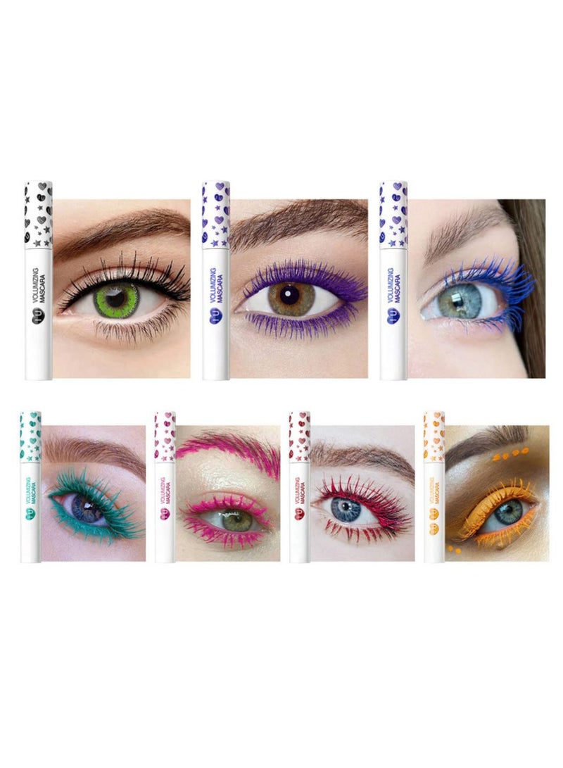 SOLARAE Colored Mascara Set 7 Color Colorful Waterproof Mascara for Eyelashes Set, Charming Long Lasting Length Volume Fiber Mascara Eye Makeup - Image 2
