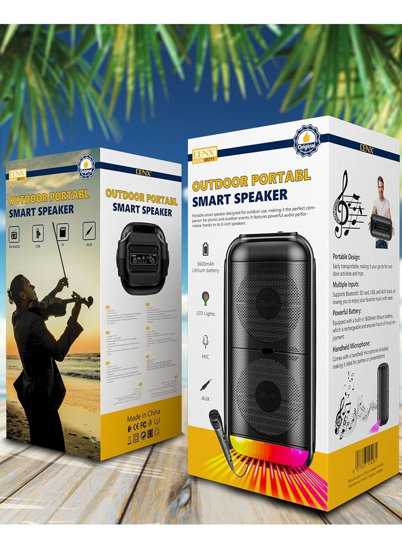 Denx 1200W extremely large outdoor Bluetooth speaker with dual 6-inch horn subwoofers and microphone - Image 1