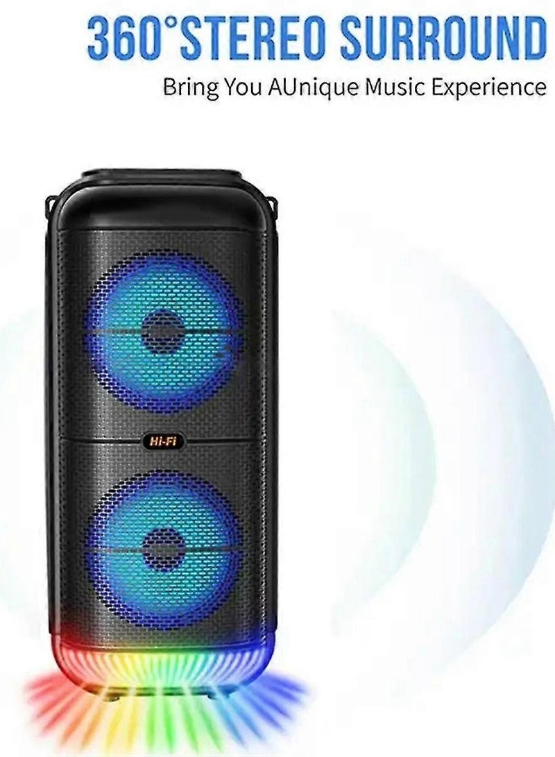 Denx 1200W extremely large outdoor Bluetooth speaker with dual 6-inch horn subwoofers and microphone - Image 4