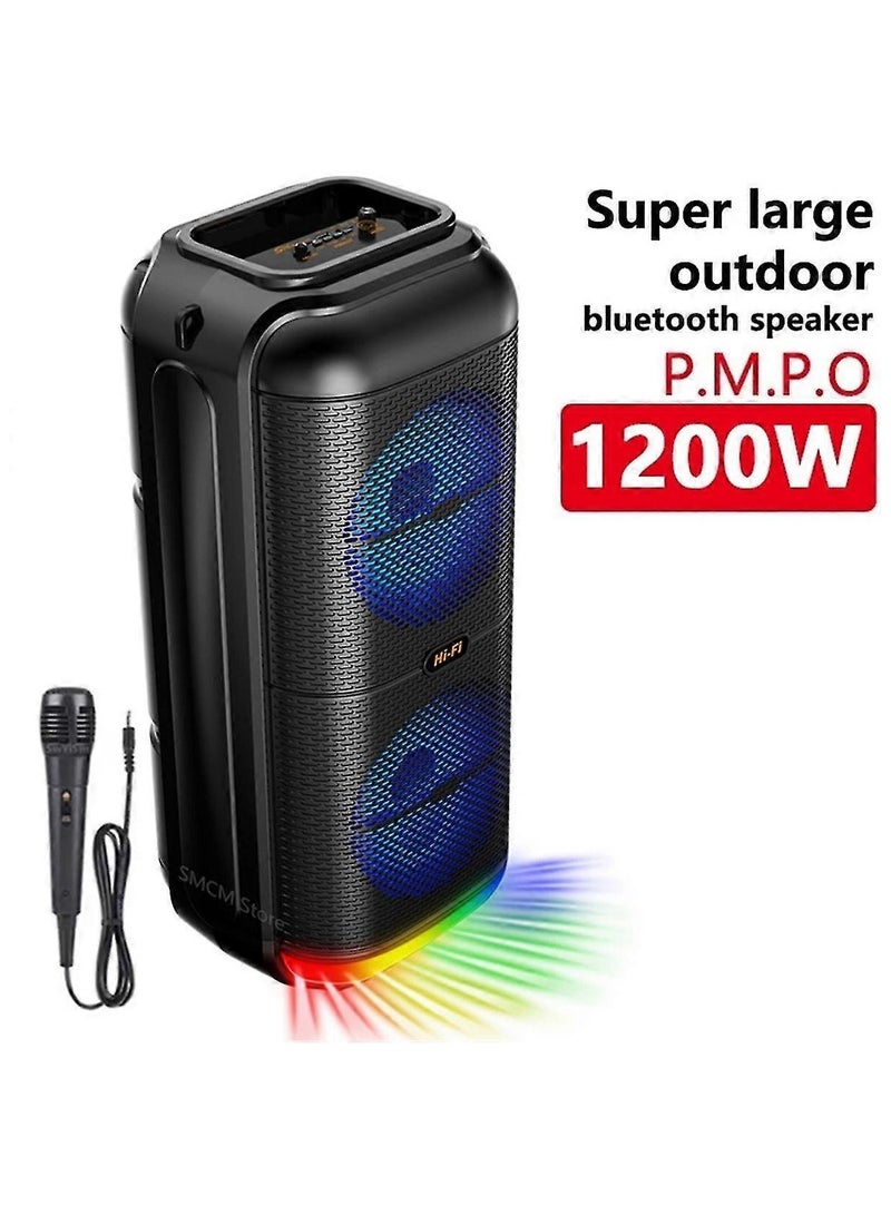 Denx 1200W extremely large outdoor Bluetooth speaker with dual 6-inch horn subwoofers and microphone - Image 3