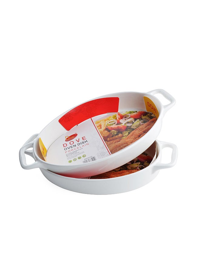 Dove 2-Piece Oval Porcelain Baking Dish With Handles 15 Inch 38.5x21.3x5.8CM White  - Image 2