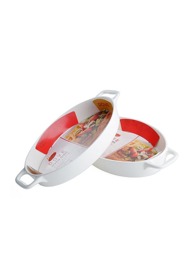 Dove 2-Piece Oval Porcelain Baking Dish With Handles 15 Inch 38.5x21.3x5.8CM White  - Image 3