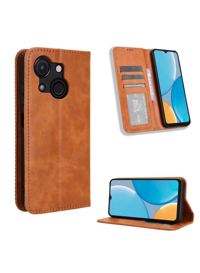 اس-توب جراب لهاتف itel A50C مصنوع من الجلد بمشبك مغناطيسي بتصميم كلاسيكي - Image 1