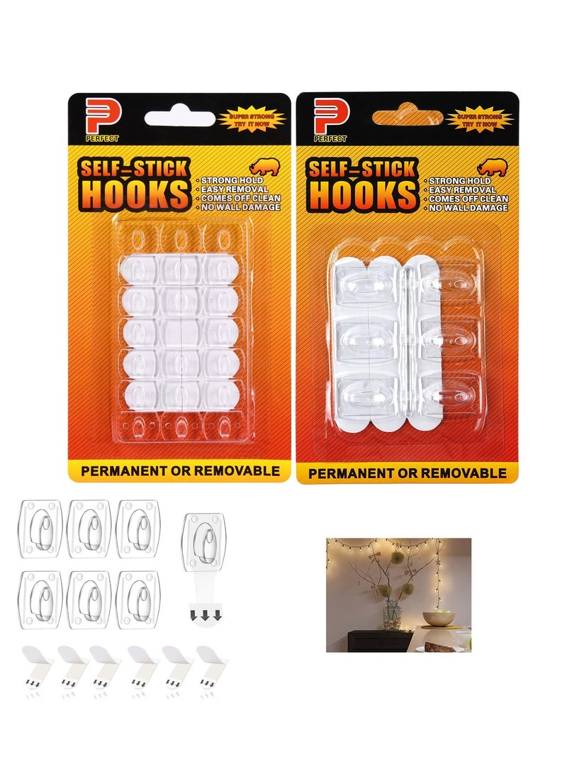 Utility Hooks, Damage Free Hanging Wall Hooks with Adhesive Strips for School Dorm Home Organizers, 20 Small and 6 Medium Size - Image 1