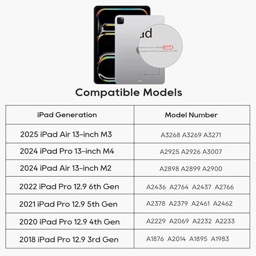 edaiser غطاء لوحة مفاتيح دوار edaiser لجهاز آبل 2025 آيباد إير 13 بوصة (M3-M2)، آيباد برو 13 بوصة M4 2024، آيباد برو 12.9 بوصة (الجيل 6-3)؛ غطاء دوار مع حامل قلم، لوحة تتبع، إضاءة خلفية، بنفسجي - Image 5