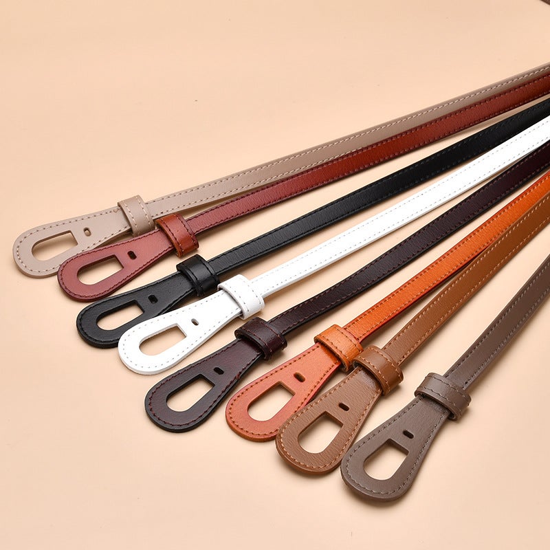 New Womens Leather Skinny Belt for Dresses 15020-white  - Image 5