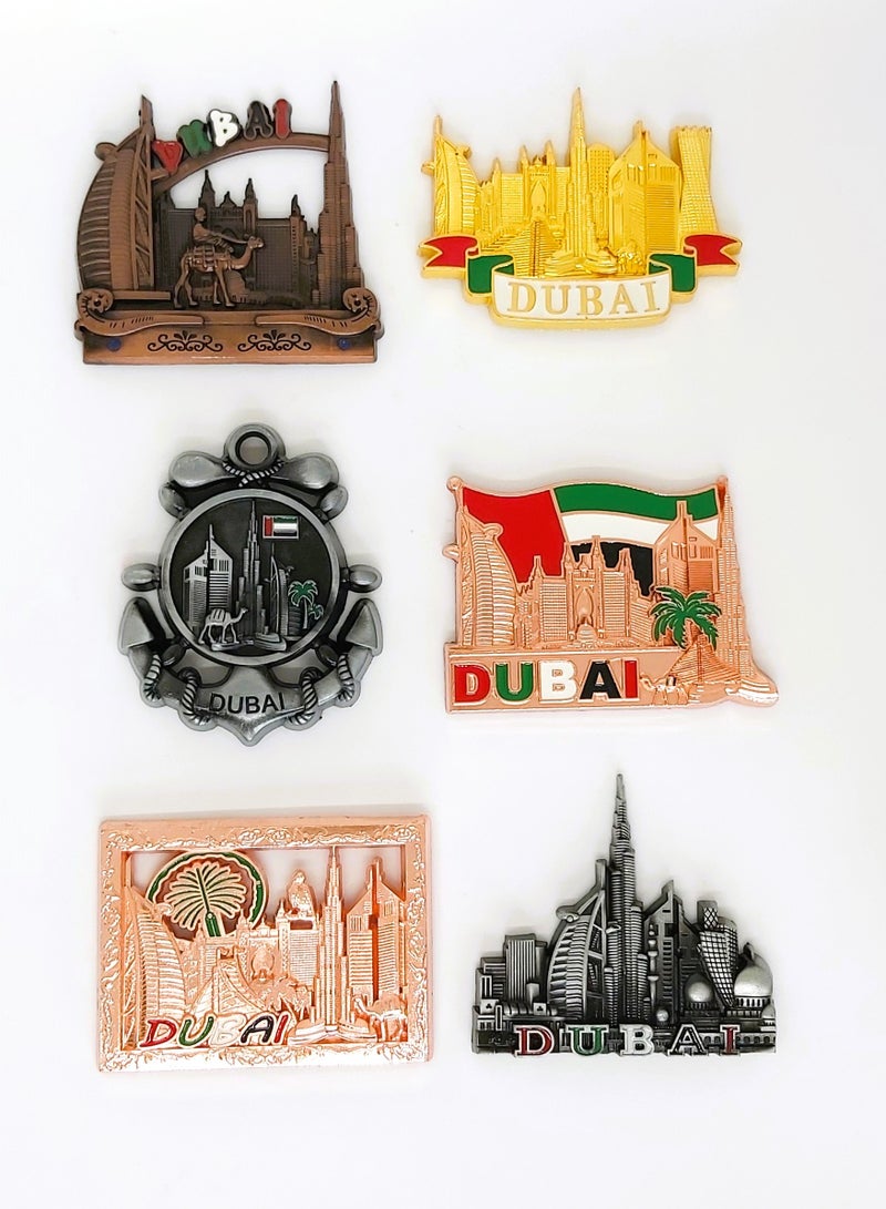 Souvenir Souq Premium Dubai Souvenir Metal Fridge Magnet Set (6 pcs) featuring high-quality detailing, strong magnetic hold, and durable metal construction—ideal for gifting, collecting, or decorating your fridge and workspace. - Image 2