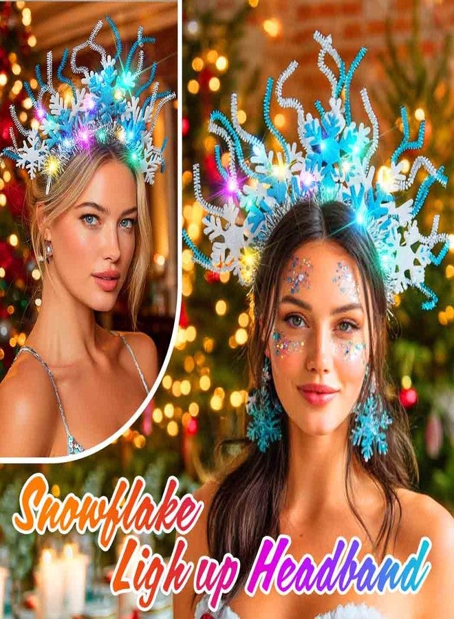 Unicra Snowflake Headband Light up Christmas Headbands Xmas Holiday Hair Accessories for Women - Image 2