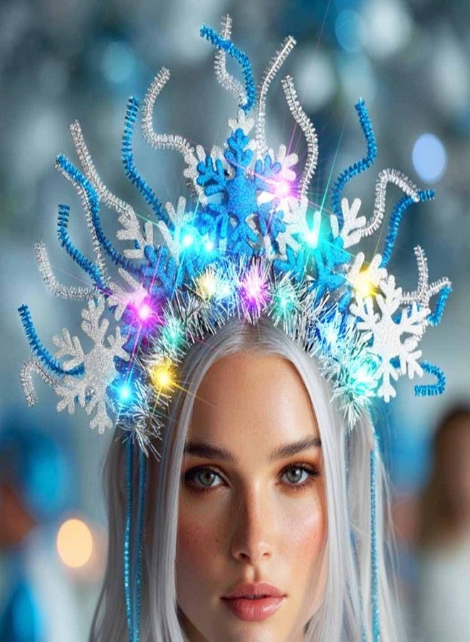 Unicra Snowflake Headband Light up Christmas Headbands Xmas Holiday Hair Accessories for Women - Image 4