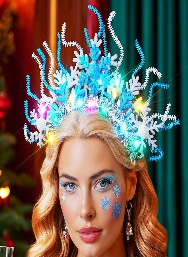 Unicra Snowflake Headband Light up Christmas Headbands Xmas Holiday Hair Accessories for Women - Image 5