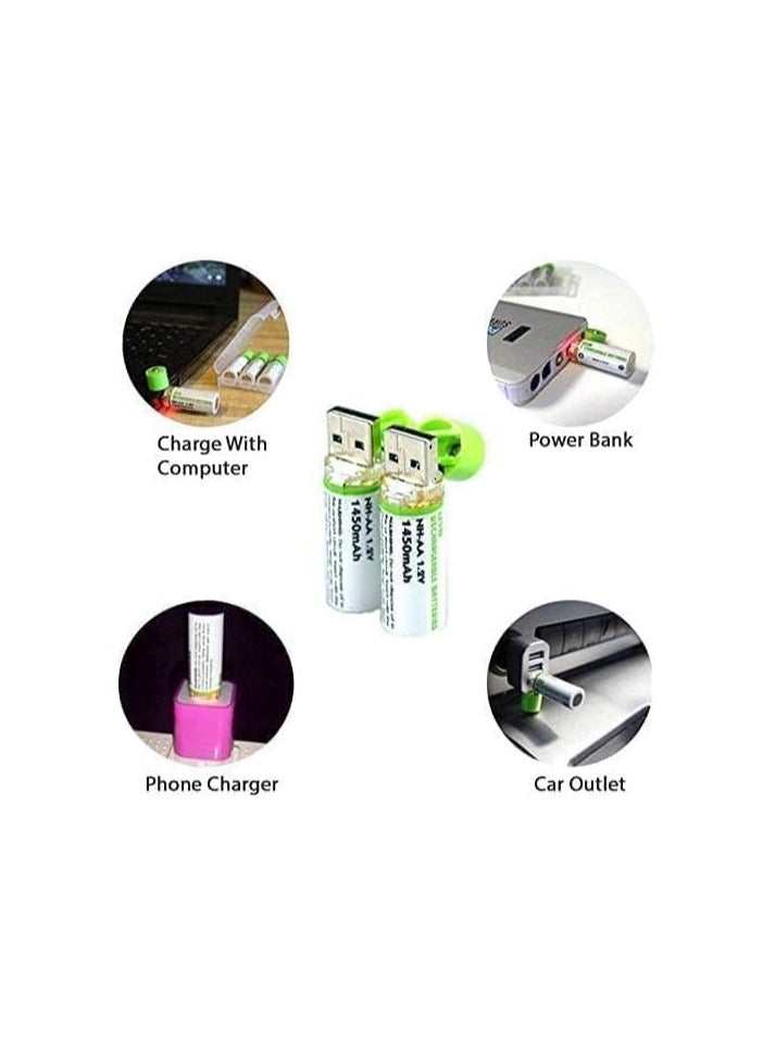 بطاريات ايه ايه قابلة لاعادة الشحن بمنفذ USB قطعتين - Image 1
