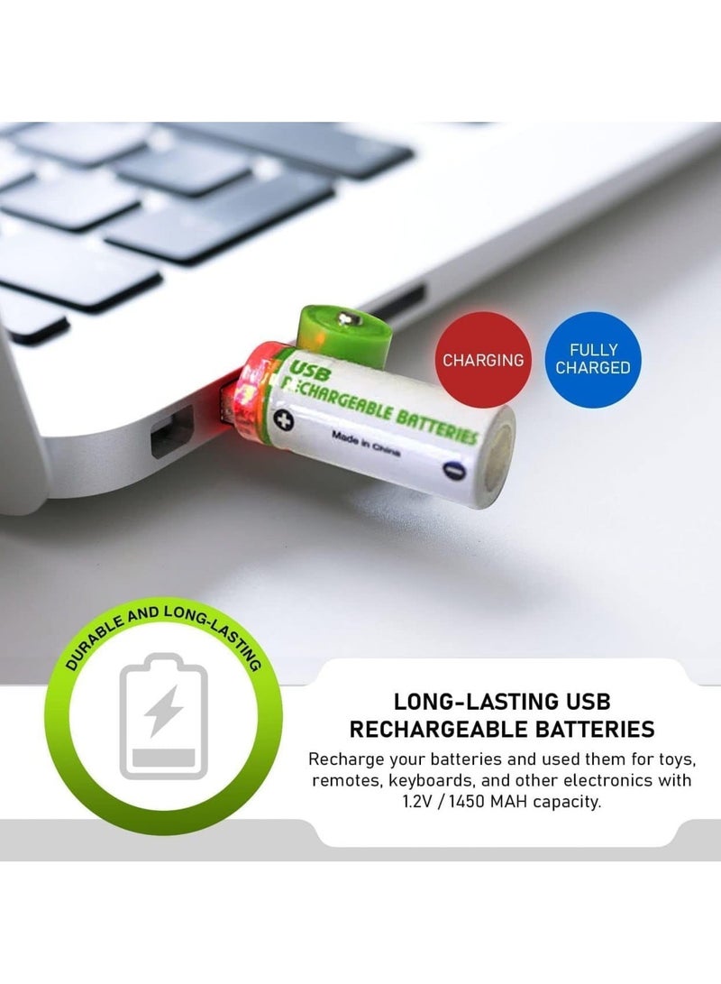 بطاريات ايه ايه قابلة لاعادة الشحن بمنفذ USB قطعتين - Image 4