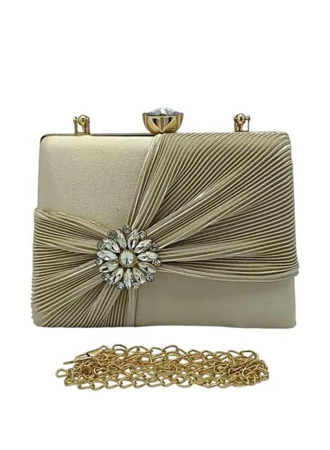 CLIX Party Clutch | Women's Clutch | Evening Wedding Party Bridal Handbag | Women's Diamond Studded Floral Pattern Clutches Handbags | Handicraft Beautiful Bling Box Womens Clutch Multicolor - Image 1