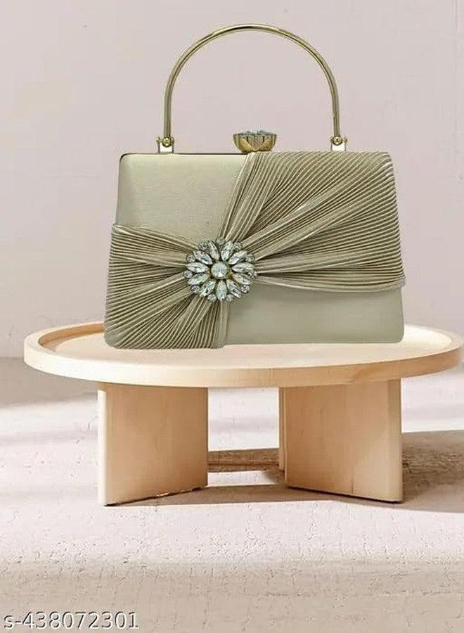 CLIX Party Clutch | Women's Clutch | Evening Wedding Party Bridal Handbag | Women's Diamond Studded Floral Pattern Clutches Handbags | Handicraft Beautiful Bling Box Womens Clutch Multicolor - Image 2