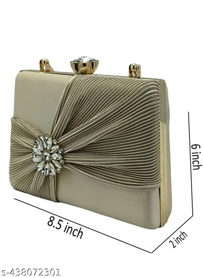 CLIX Party Clutch | Women's Clutch | Evening Wedding Party Bridal Handbag | Women's Diamond Studded Floral Pattern Clutches Handbags | Handicraft Beautiful Bling Box Womens Clutch Multicolor - Image 3