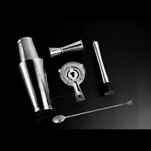 finality Professional 5 Piece Stainless Steel Bar Set for Home -Includes Boston Cocktail Shaker, 30/60ml Peg Measurer, Muddler, Stirrer and Strainer Complete Bar Accessories Kit for Drinks & Mocktails - Image 3