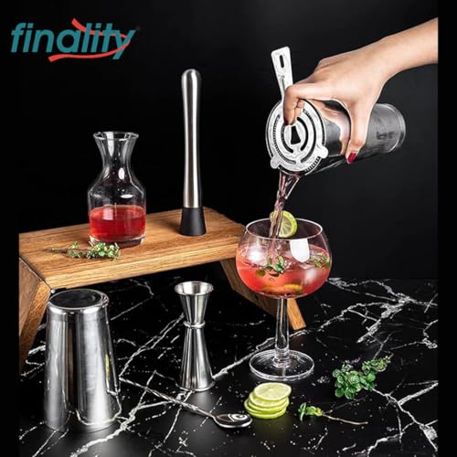 finality Professional 5 Piece Stainless Steel Bar Set for Home -Includes Boston Cocktail Shaker, 30/60ml Peg Measurer, Muddler, Stirrer and Strainer Complete Bar Accessories Kit for Drinks & Mocktails - Image 4