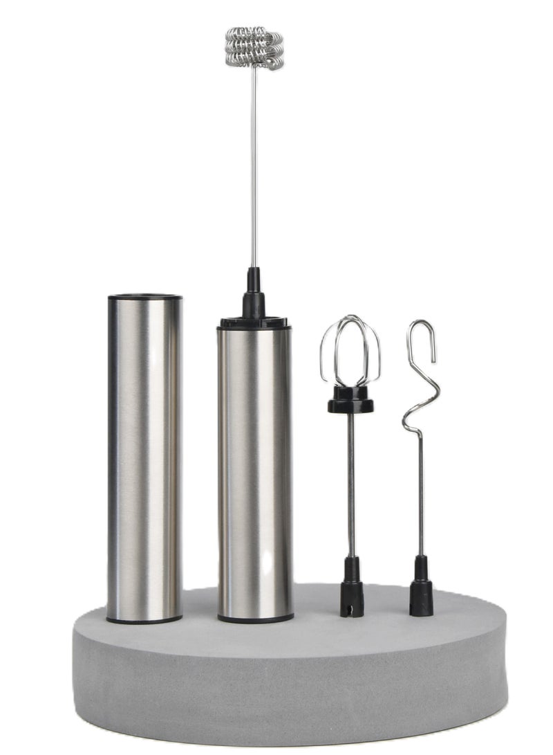 بيرام خافق حليب بيرام يدوي كهربائي لصنع الرغوة قابل لإعادة الشحن عبر USB مزوّد بـ 3 خفاقات مع خفاقة مزدوجة الطبقة لتحضير الكابتشينو واللاتيه والشاي الماتشا والشوكولاتة الساخنة ومشروبات الكيتو بجودة باريستا للاستخدام في المنزل والمقاهي - Image 1