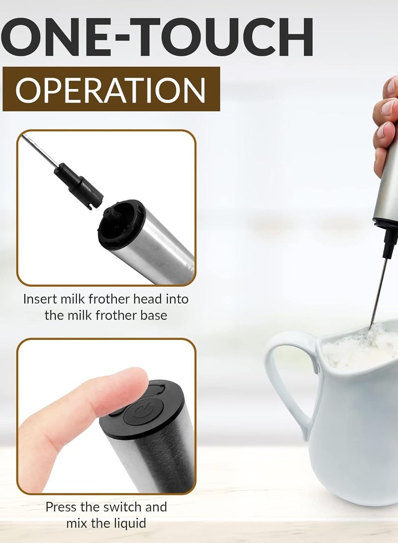 بيرام خافق حليب بيرام يدوي كهربائي لصنع الرغوة قابل لإعادة الشحن عبر USB مزوّد بـ 3 خفاقات مع خفاقة مزدوجة الطبقة لتحضير الكابتشينو واللاتيه والشاي الماتشا والشوكولاتة الساخنة ومشروبات الكيتو بجودة باريستا للاستخدام في المنزل والمقاهي - Image 3