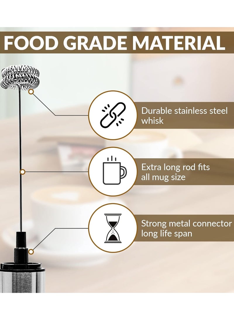 بيرام خافق حليب بيرام يدوي كهربائي لصنع الرغوة قابل لإعادة الشحن عبر USB مزوّد بـ 3 خفاقات مع خفاقة مزدوجة الطبقة لتحضير الكابتشينو واللاتيه والشاي الماتشا والشوكولاتة الساخنة ومشروبات الكيتو بجودة باريستا للاستخدام في المنزل والمقاهي - Image 4