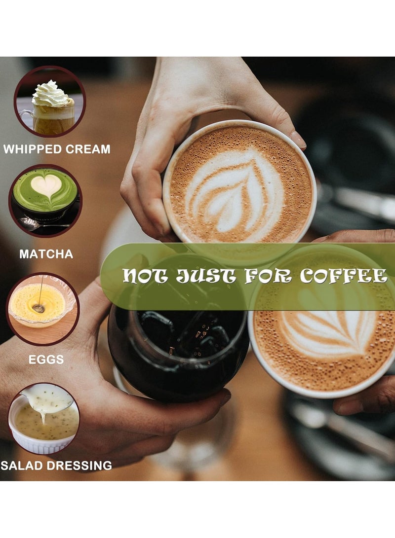 بيرام خافق حليب بيرام يدوي كهربائي لصنع الرغوة قابل لإعادة الشحن عبر USB مزوّد بـ 3 خفاقات مع خفاقة مزدوجة الطبقة لتحضير الكابتشينو واللاتيه والشاي الماتشا والشوكولاتة الساخنة ومشروبات الكيتو بجودة باريستا للاستخدام في المنزل والمقاهي - Image 5