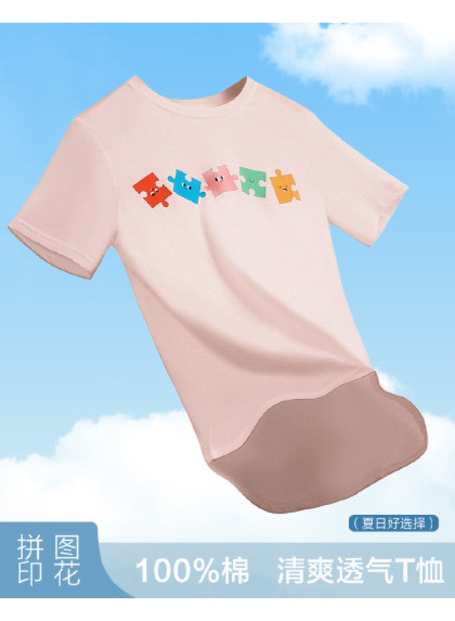 Red Bean Women'S Pure Cotton Short-Sleeve T-Shirt, Summer Printed Top, Breathable Round-Neck Tee For Layering - Image 1