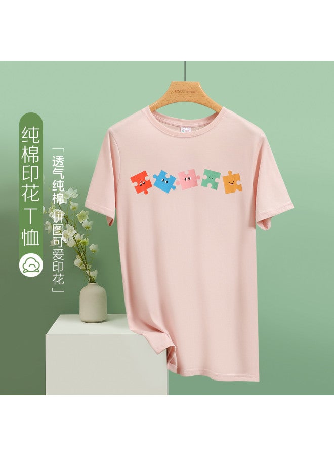 Red Bean Women'S Pure Cotton Short-Sleeve T-Shirt, Summer Printed Top, Breathable Round-Neck Tee For Layering - Image 2