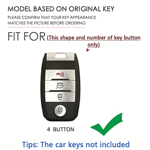 SANRILY 4 Button Golden-Edge Smart Key Fob Cover for Kia Seltos Sorento Optima 2017 2018 Key Keyless Full Coverd Key Case Shell with Bling Leather Keychain Red - Image 2