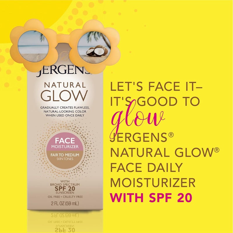 Jergens Natural Glow Face Daily Moisturizer SPF 20 for Fair to Medium Skin Tones - 2 oz - Image 2