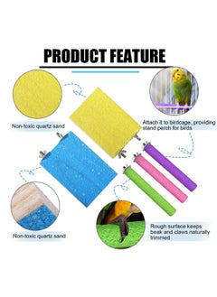 Reginary Reginary 12 Pcs Bird Perch Stand Toy Includes 6 Parrot Perch Stand Platform Bird Stand Wood Bird Stand 6 Colorful Paw Grinding Stick for Bird Cage Accessories Parakeet Cockatiel, 6 Colors  - Image 2