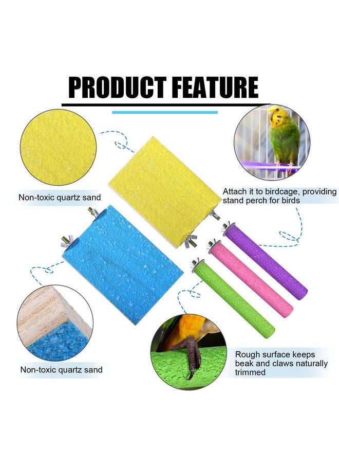 Reginary Reginary 12 Pcs Bird Perch Stand Toy Includes 6 Parrot Perch Stand Platform Bird Stand Wood Bird Stand 6 Colorful Paw Grinding Stick for Bird Cage Accessories Parakeet Cockatiel, 6 Colors  - Image 2