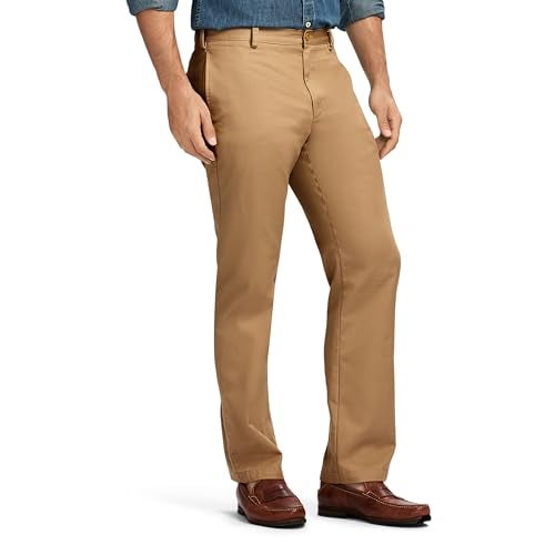 IZOD Men's American Chino Flat Front Slim Fit Pant, English Khaki, 34W x 32L - Image 2