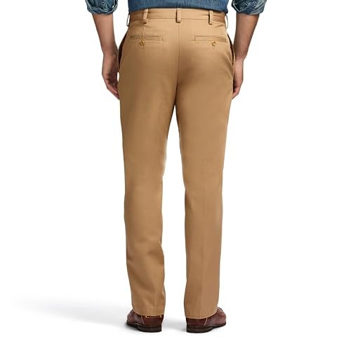 IZOD Men's American Chino Flat Front Slim Fit Pant, English Khaki, 34W x 32L - Image 3