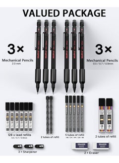Nicpro 27Pcs Art Mechanical Pencil Set In Case, Metal Drafting Pencil 0.5, 0.7, 0.9 Mm & 2Mm With 13 Tube Lead Refills(4B 2B Hb 2H 4H Colors) Weatherproof Barrel For Outdoor Writing Drawing Sketching  - Image 2