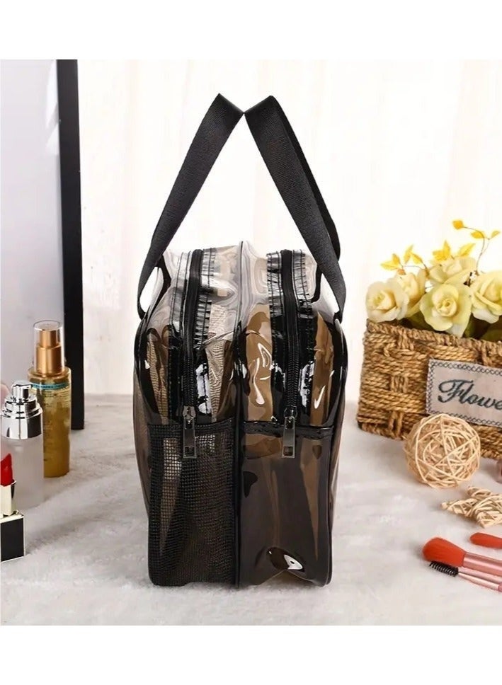 Clear Makeup Bags Cosmetics Bag with Compartment Hnadle Transparent Travel Bags for Toiletries Clear Toiletry Bag Zipper Closure Makeup Organizer Bathroom Bag LARGE - Image 3