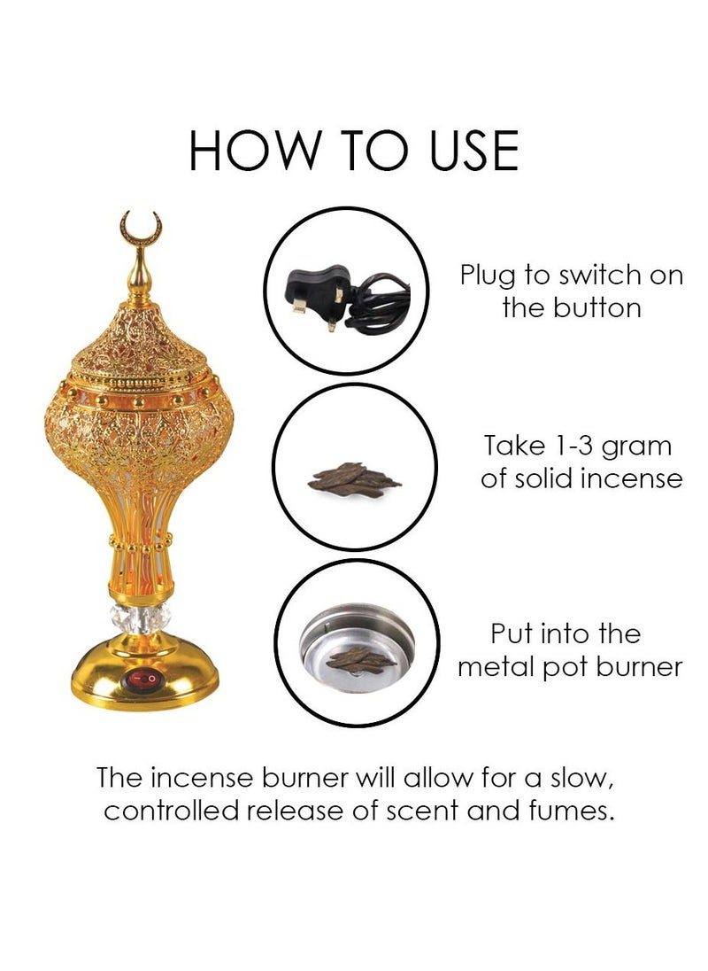 Bakhoor BoSidin High Quality Electric Oud Bakhoor Incense Burner Mabkhara Gold for Home Fragrance  - Image 2