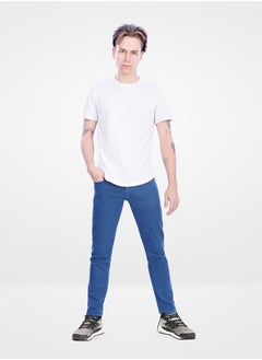 Web Denim Web Denim Blue Clay Mid Waist Regular Fit Straight Stretchable Jeans Fashionable Relaxed Fit Comfortable Denim Pant For Men  - Image 1