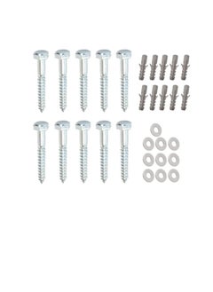 Generic 10 Pcs Galvanized Hex Head Coach Screws with Washer & Fisher Plug Wood Working for Holding Together Heavy Timber and Concrete Working 6mm Length 3 Inch  - Image 2