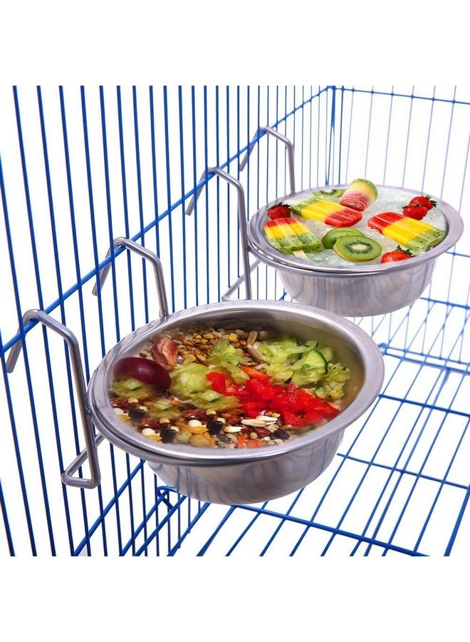 وعاء طعام معلق من الفولاذ المقاوم للصدأ للحيوانات الأليفة، وعاء طعام وماء، قفص الطيور، للطيور والببغاوات (250 مل) - عبوة من قطعتين - Image 5